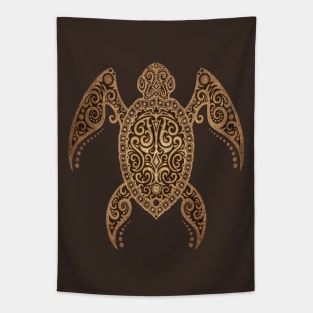 Intricate Brown Sea Turtle Tapestry