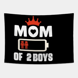 Mom of 2 Boys Mothers Day Birthday Women Tapestry