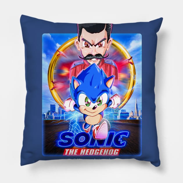 Sanic Blue Blur Pillow by MorenoArtwork