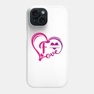 letter f monogram in the shape of love Phone Case