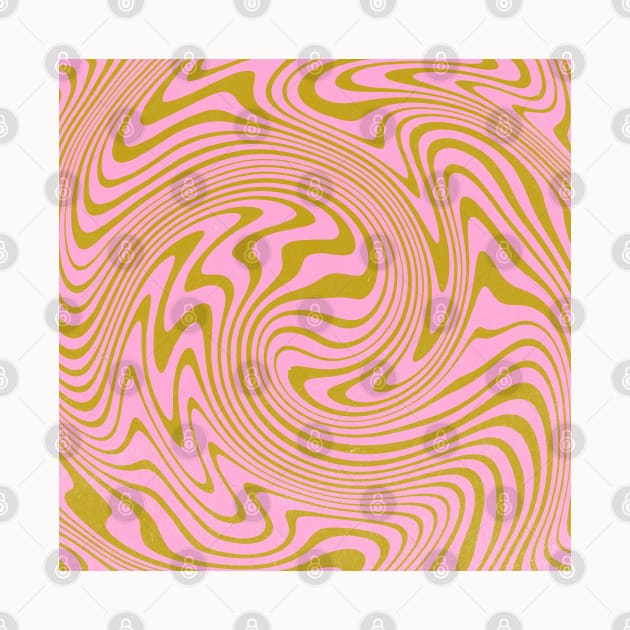 Groovy 70s Abstract Swirl Pastel Pink and Green by Trippycollage