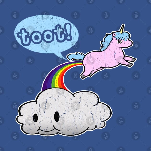 Funny Unicorn Toot! (vintage distressed look) by robotface