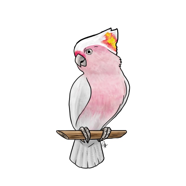 Bird - Pink Cockatoo - Crest Down by Jen's Dogs Custom Gifts and Designs