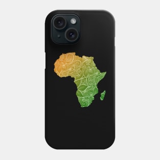 Colorful mandala art map of Africa with text in green and orange Phone Case