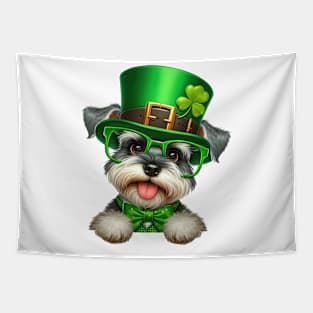 St Patricks Day Peeking Miniature Schnauzer Dog Tapestry