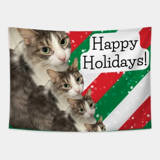 Happy Holidays Cat Tapestry