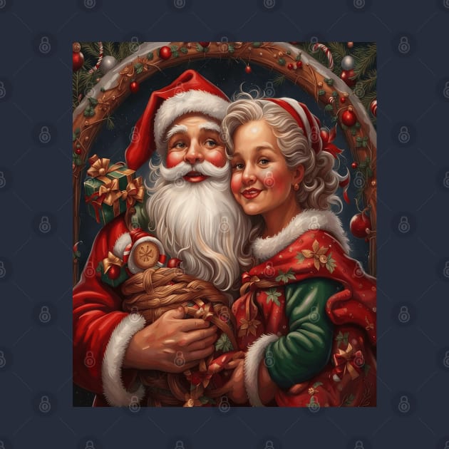 Nostalgic Mr and Mrs Claus Festive Christmas Couple by taiche