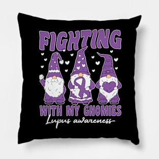 Lupus Awareness Month 2024 Purple Ribbon Gnomies Support Pillow