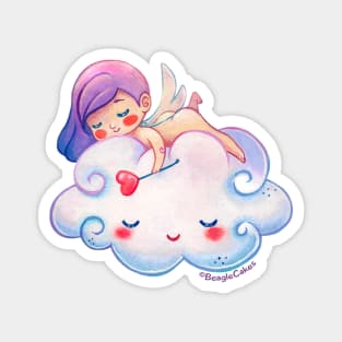 Sleeping Little Angel Cherub & Cloud Magnet