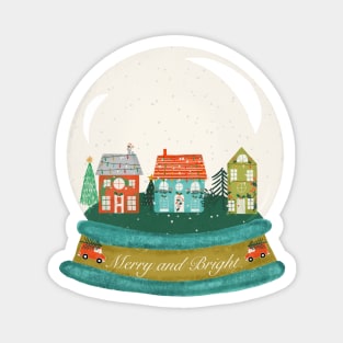 Merry Christmas Snow Globe Magnet