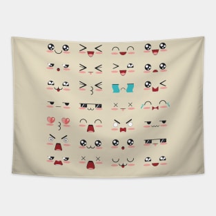 Kawaii emoticon faces Tapestry