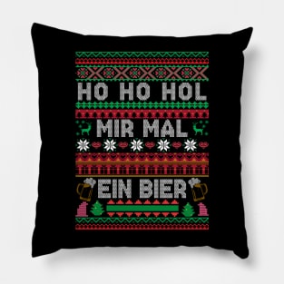 Ho Ho Hol Mir Mal Ein Bier Funny Christmas Outfit Ugly Christmas Sweater Pillow