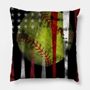 American Flag Softball Gift Pillow