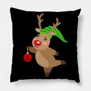 Deer With Christmas Hat Pillow