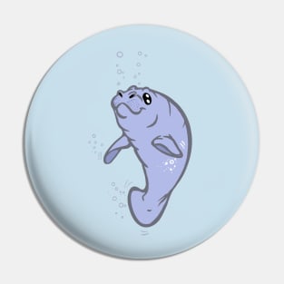 Outrageously Cute Manatee with Bubbles Pin