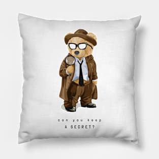 Cute detective bear design Pillow