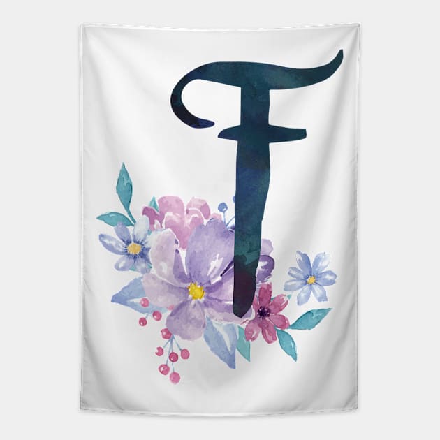 Floral Monogram F Pretty Lilac Bouquet Tapestry by floralmonogram