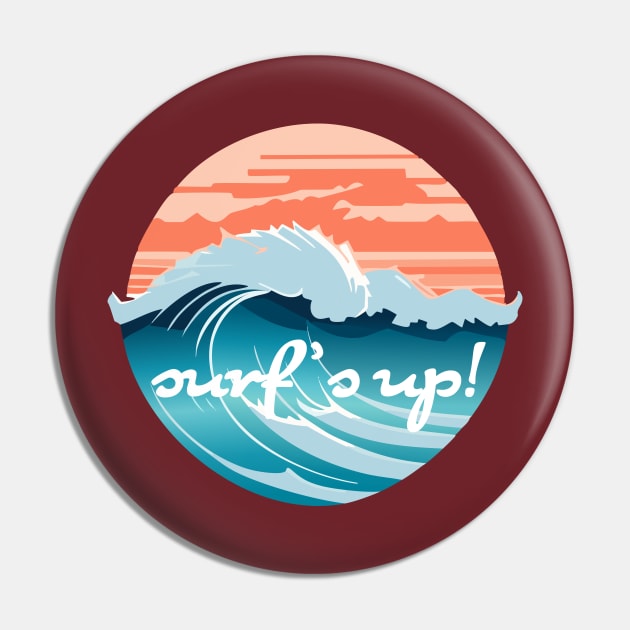 Surf's up! Vintage Design Pin by negative-space-designs