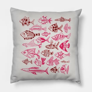 fish inkings pink gold Pillow