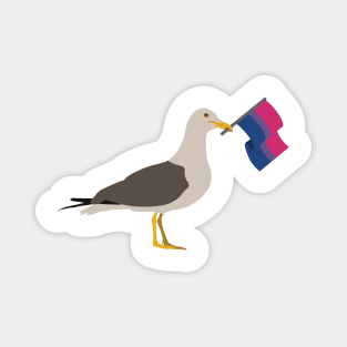 Seagull Holding Bisexual Pride Flag Magnet