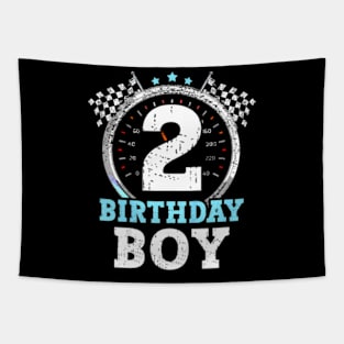 Kids 2Nd Birthday Boy 2 Second Race Car Birthday Racing Car Tapestry
