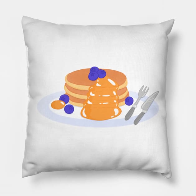 Pancakes with blueberries and syrup Pillow by IcyBubblegum