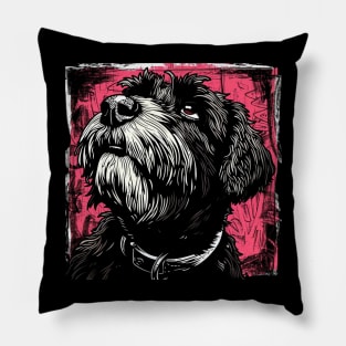 Retro Art Black Russian Terrier Dog Lover Pillow