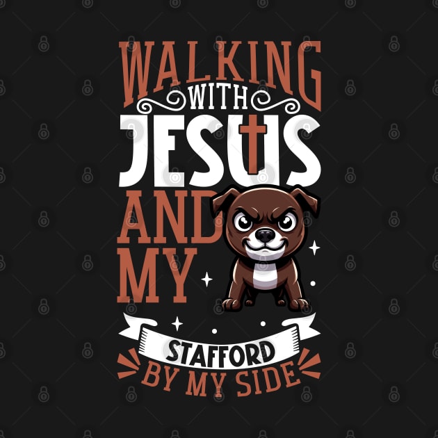 Jesus and dog - Staffordshire Bull Terrier by Modern Medieval Design