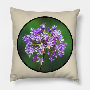 Flowering Agapanthus on Lush Green Background Pillow