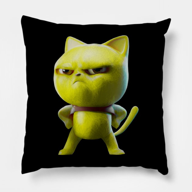 Lemon Cat-Color Sketch Pillow by Mr.PopArts