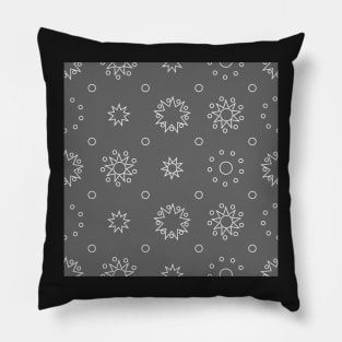 Suns and Dots White Lines on Grey Repeat 5748 Pillow