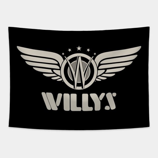 Willys Eagle Wings - White Tapestry by SunGraphicsLab