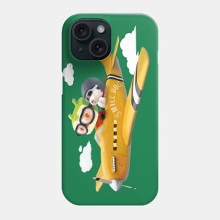 Little pilot and dog on a plane in the Sky Phone Case