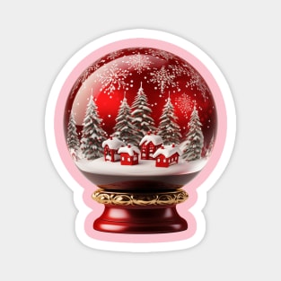 Red Christmas Snow Globe Magnet