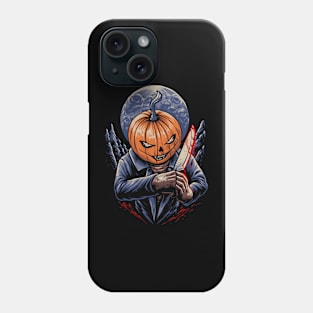 the halloween pumpkin with knife illustration Phone Case