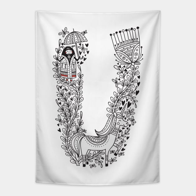 Letter U (Buu&Luu Alphabet) Tapestry by yuliia_bahniuk