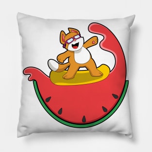 Cat as Surfer with Watermelon Pillow