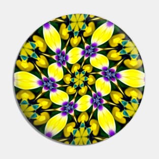 Yellow and Purple Daisy Pattern Pin