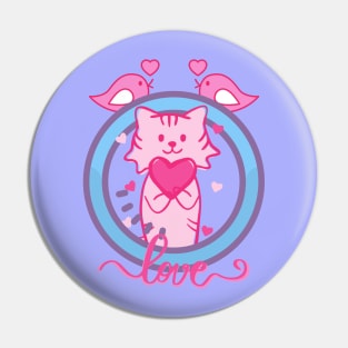 LOVELY PINK CAT FULL OF LOVE Pin