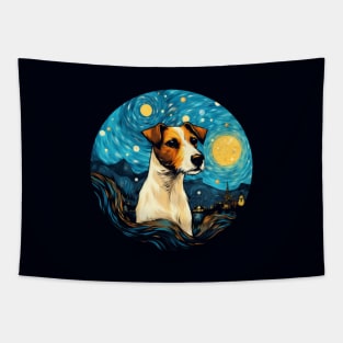 Jack Russell Terrier, van gogh style, starry night, Post-impressionism Tapestry