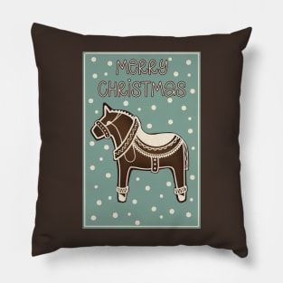 Cute Decorated Gingerbread horse , the best traditional cookie at Christmas in Finland Pillow