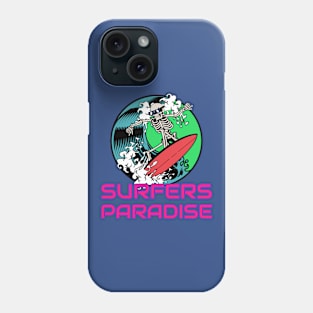 Surfers Paradise Surfing Surf Skeleton Wave Phone Case