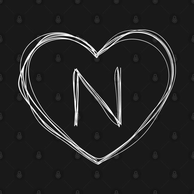 Letter N with heart frame in lineart style by KondeHipe