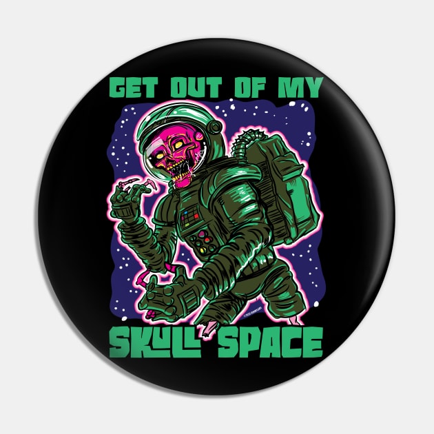 Get Out of My Skull Space Zombie Astronaut Pin by eShirtLabs