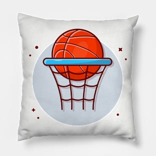 Basket Ball And Ring Cartoon Vector Icon Illustration Pillow