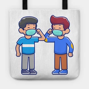 Elbow Bump greeting people cartoon Tote