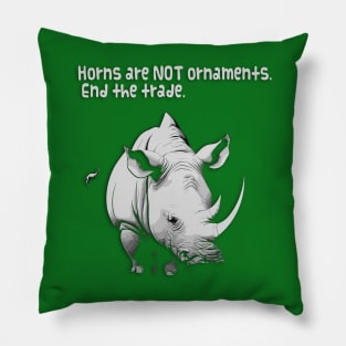 Rhino Conservation: Horns are not ornaments! Pillow