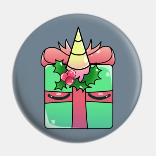 Green Christmas Unicorn Gift Pin