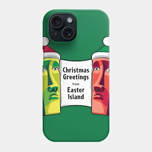 Christmas Greetings from Easter Island - Retro Tiki Style Phone Case