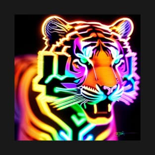 Trippy Psychedelic Neon Tigers 25 T-Shirt